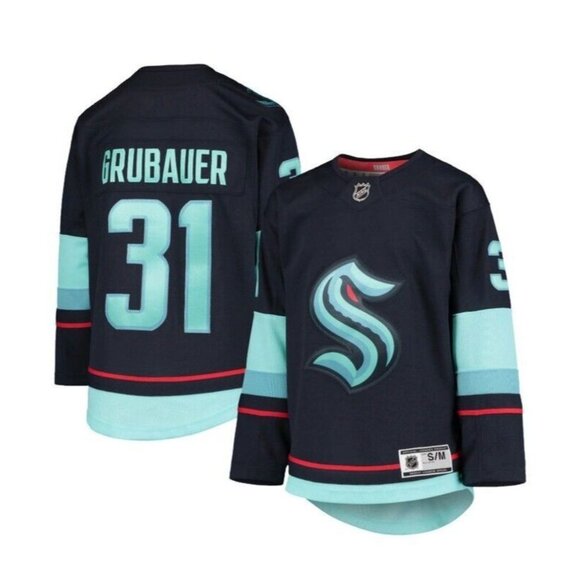 Seattle Kraken Premier Player Jersey Boys S/M Philipp Grubauer #31 Deep Sea Blue